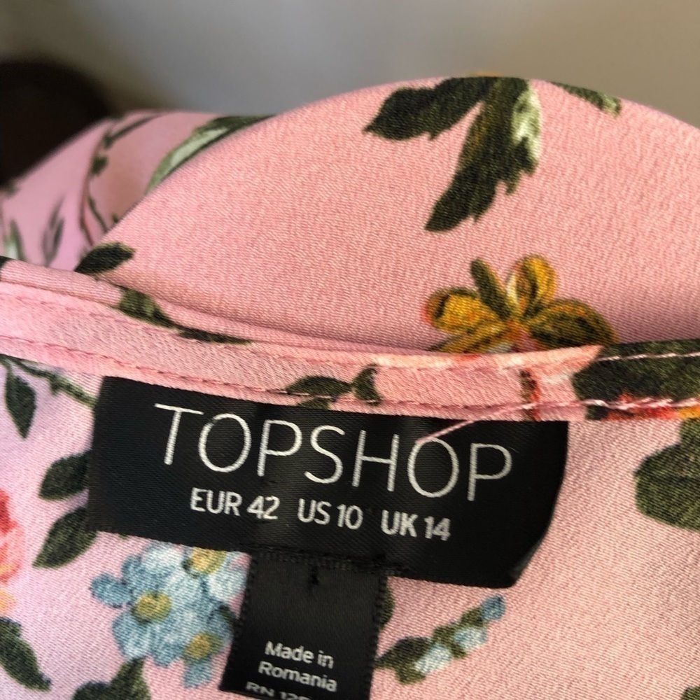 TOPSHOP pinkish rose floral dress long sleeve lightweight size 10 - Picture 16 of 16